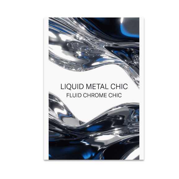 Liquid Metal Chic: Fluid Chrome Aesthetic - Modern Decor Enthusiast - 13x19 Poster Print