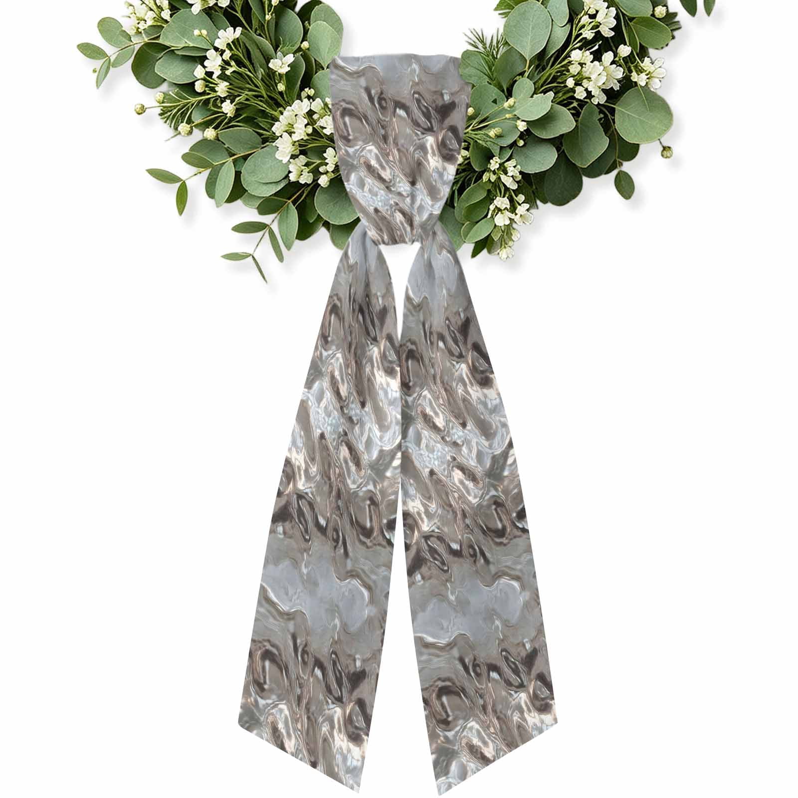Liquid Metal Grey Wreath Sash for Front Door, Ripple Effect Minimalist ...