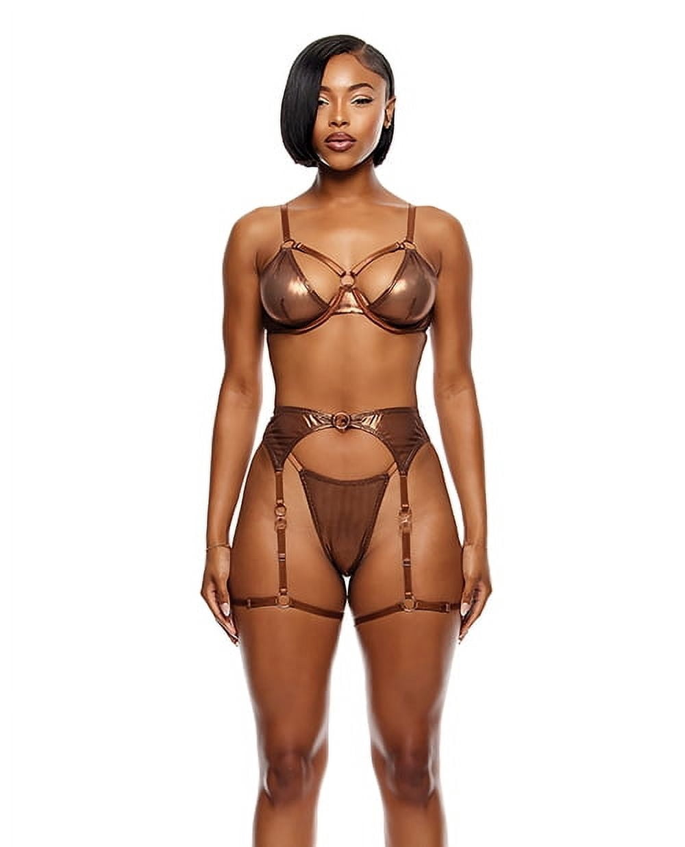 Underwire Bra With Garter and G String Set main image 1