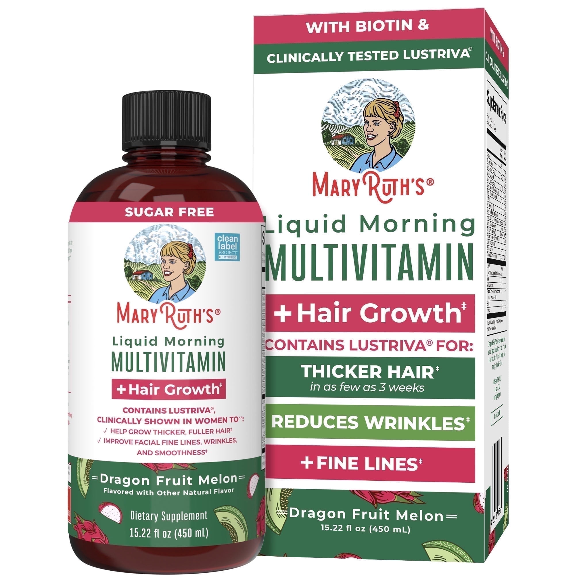 MaryRuth Organics Liquid Multivitamin with Biotin 10000mcg for Hair Growth, 15.22 Fl Oz