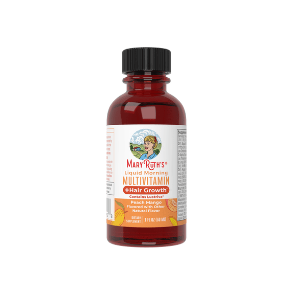 MaryRuth Organics Liquid Morning Multivitamin + Hair Growth, Peach Mango, 1 fl oz