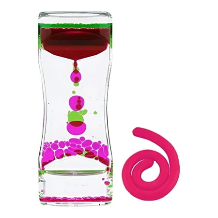 Liquid Motion Bubbler Sensory Toys – 2 Pc Set Bundle Stretchy String Fidget Toys Timer for Stress Relief and Anxiety Relief, Water Oil Toy for Hyperactivity Relaxation figit Fuchsia