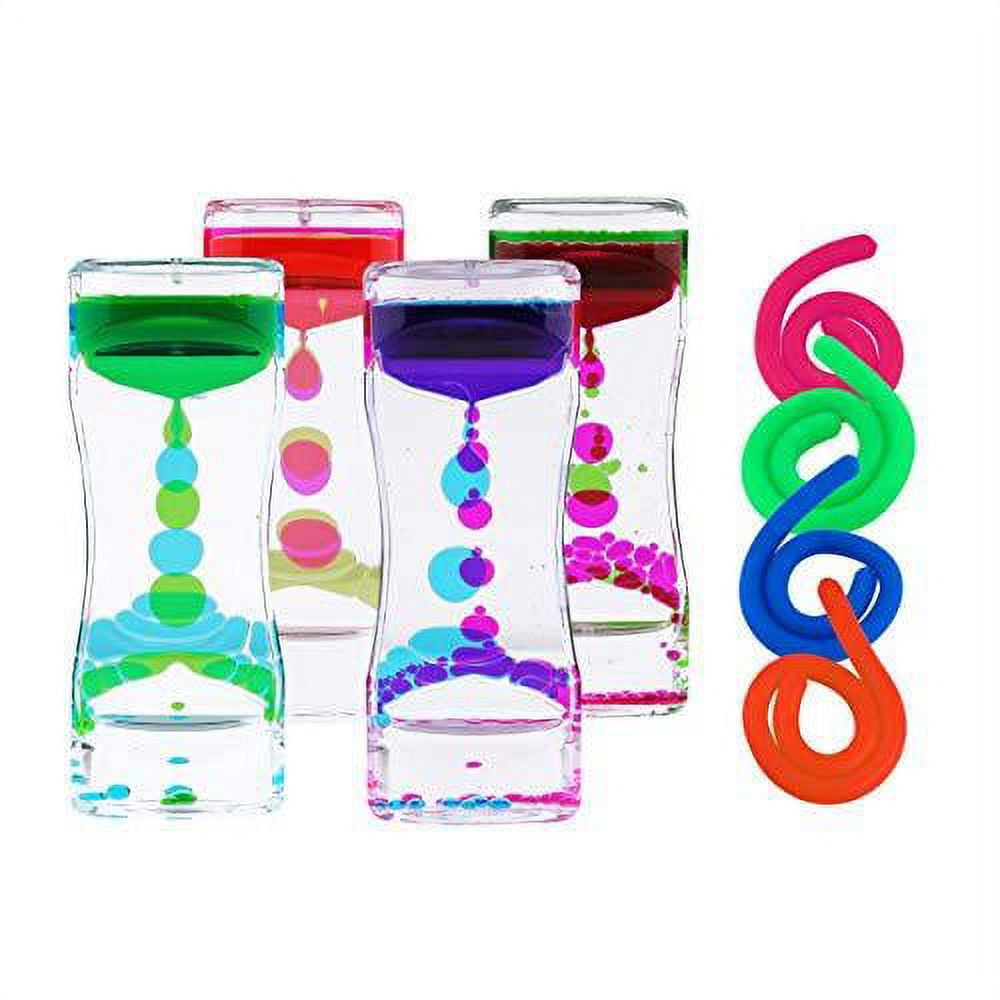 Liquid Motion Bubbler Sensory Toys- 8 Pc Set Bundle Stretchy String ...