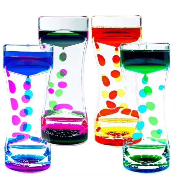 Liquid Motion Bubbler Timer Desktop Toy, 4 Pack Mix Bubblers Timer for Sensory Play Toys for Activity, Relaxing, Anxiety, Autism, ADHD Office Home