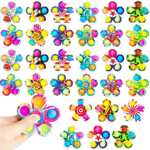 30 Pieces Fidget Spinner Toys, Kids Party Favors, Popular Fidget Spinner Set, Small Sensory Fidget Spinner Toy Set, Classroom Prizes for Boys and Girls Students