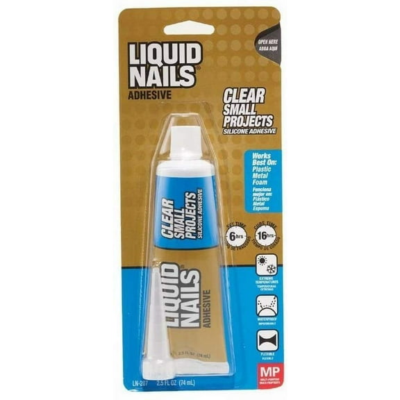 Liquid Nails LN-207 6 Pack 2.5 oz. Small Projects Silicone Adhesive, Clear