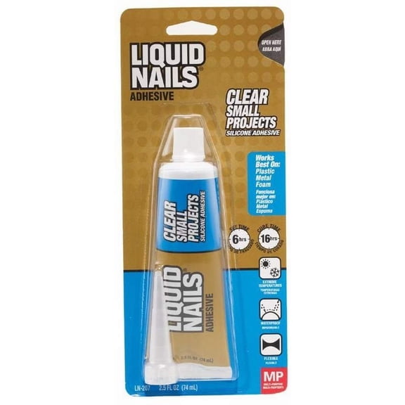 Liquid Nails Small Projects Silicone Adhesive - Waterproof, Clear - 6 Pack, 2.5 oz
