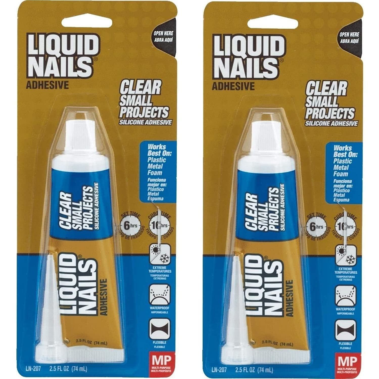 Liquid Nails LN207 Silicone Sealant, 2.5 oz, Carded, Clear, Paste 2