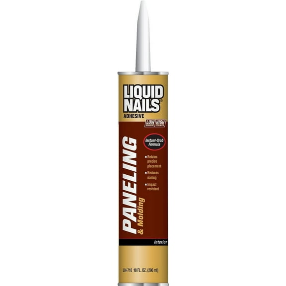 Liquid Nails LN-710 Low VOC Paneling and Molding Adhesive, 10 oz Handy Squeeze Tube, White Paste
