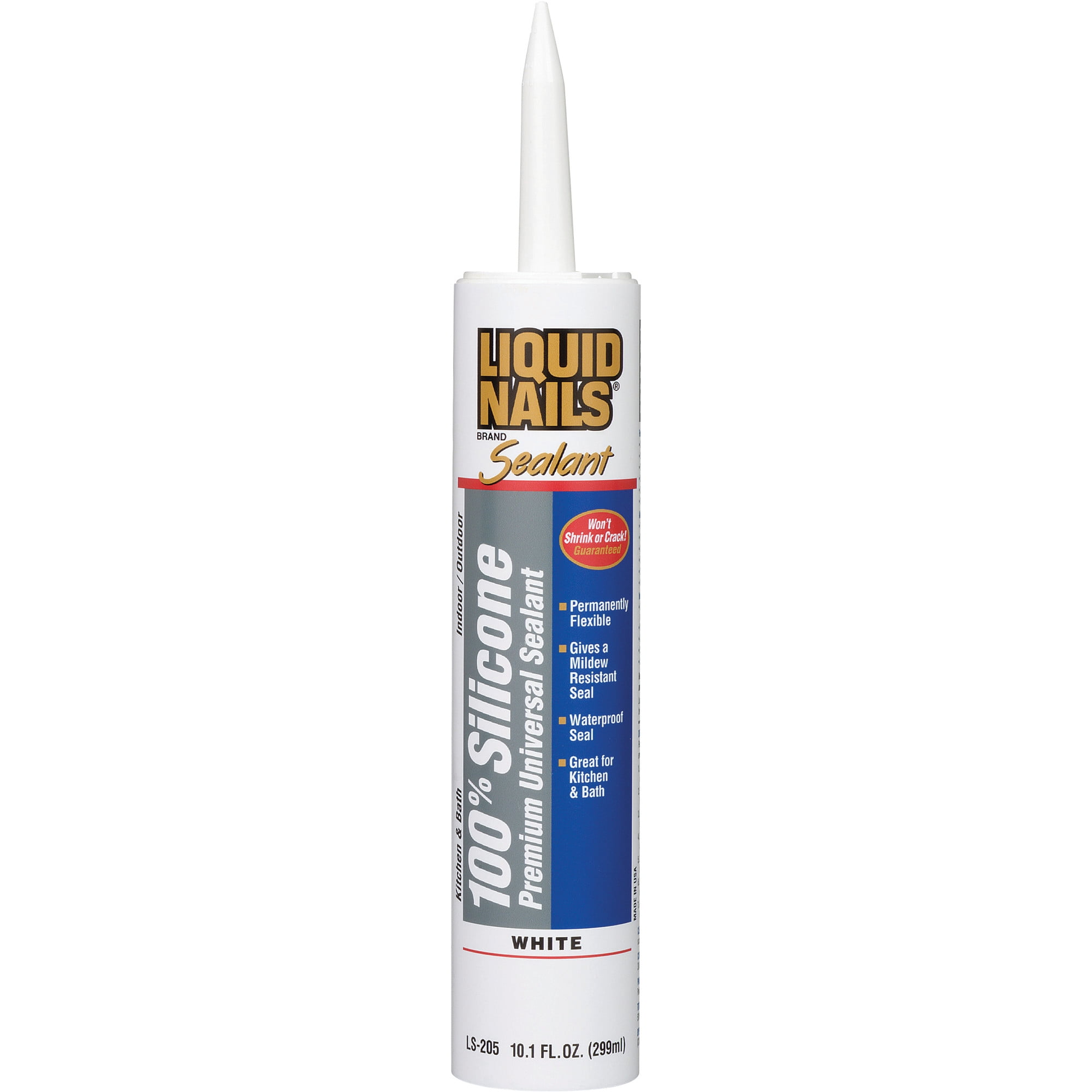 Liquid Nails Silicone Premium Universal Sealant (LS-205), Clear, 10.1 oz