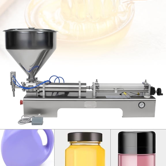 Liquid Paste Filling Machine Pneumatic Bottle Pack Piston Filler +40L Hopper