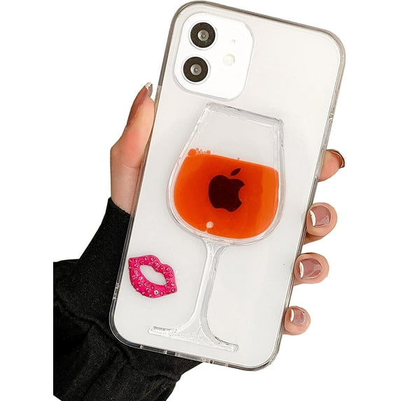 Liquid Phone Case Compatible with iPhone Xs Max, Cool Cartoon Design, Floating Bumper Protective Case Hard Back Shell Cover (Wine Glass, iPhone Xs Max)