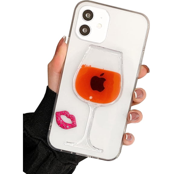 Liquid Phone Case Compatible with iPhone X/Xs, Cool Cartoon Design, Floating Bumper Protective Case Hard Back Shell Cover (Wine Glass, iPhone X/Xs)