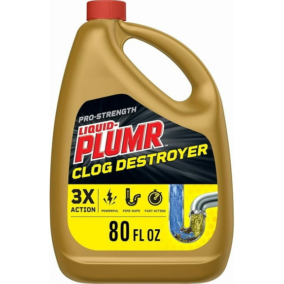 Liquid-Plumr Pro-Strength Clog Destroyer Gel with PipeGuard, Liquid Drain Cleaner - 80 Ounces (Package May Vary)