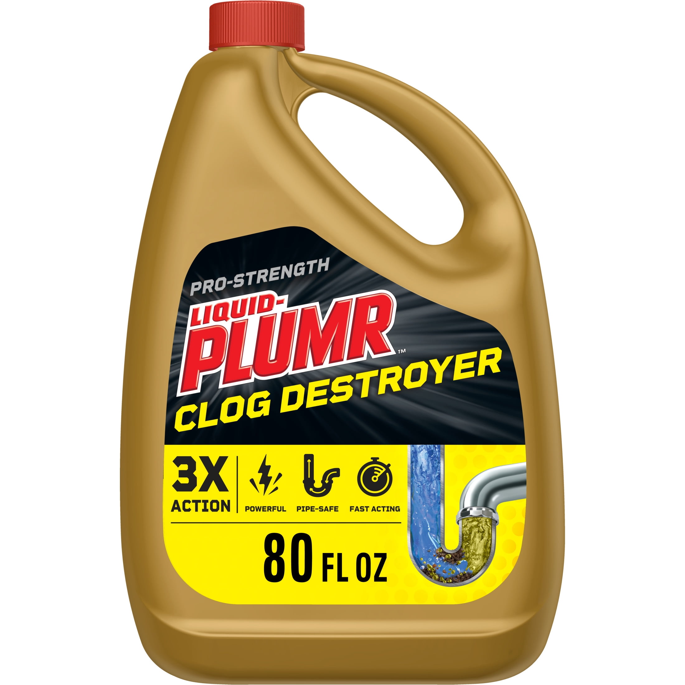 Liquid-Plumr Pro-Strength Drain Clog Remover Gel w/Pipe Guard, 80 fl oz
