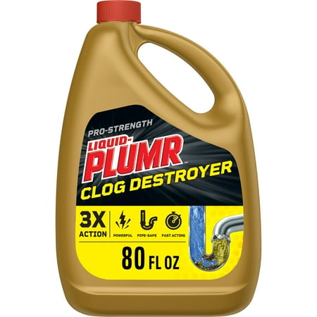 Liquid-Plumr Pro-Strength Drain Clog Remover Gel w/Pipe Guard, 80 fl oz