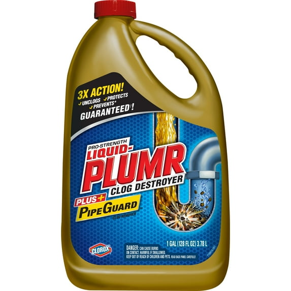 Liquid-Plumr Pro-Strength Full Clog Destroyer Plus PipeGuard, 128 oz