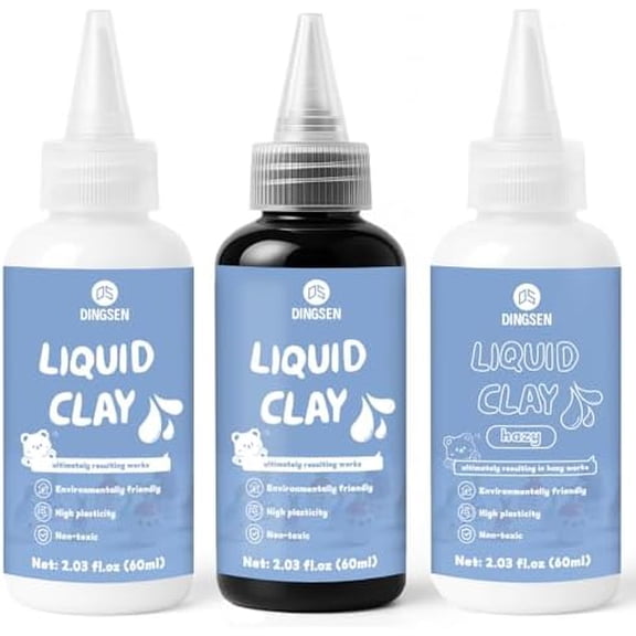 Liquid Polymer Clay, Liquid Clay for Polymer Clay Oven-Bake, for DIY Enthusiasts, Education and Crafting, Easy to Shape & Multi-Mold Compatible, Black 60ml, White 60ml, Transparent 60ml