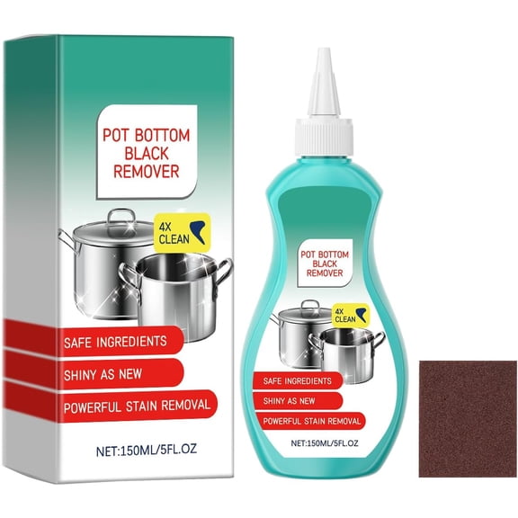 Liquid Pot and Pan Cleaner for Burnt On Food & Grease, Tough Stove Top and Cookware Cleaner, Removes Stubborn Stains on Stainless Steel, Cast Iron, Copper Pots - 5 fl oz