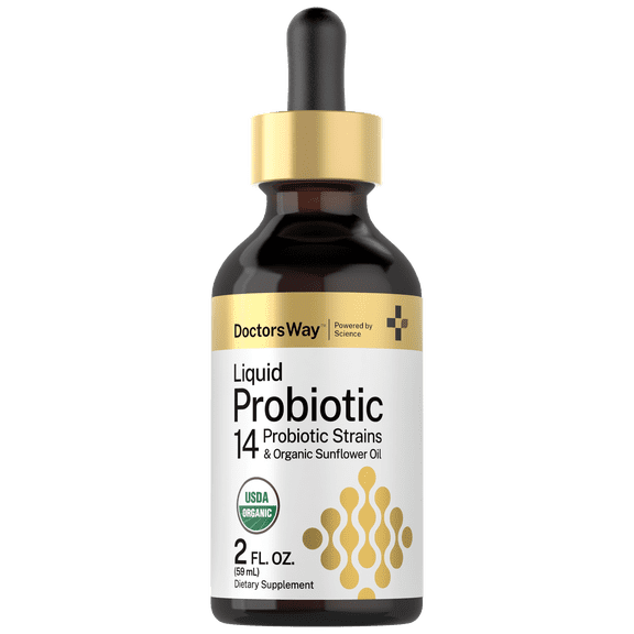 Liquid Probiotic | 2 fl oz | 14 Probiotic Strains With Organic Sunflower Oil | by Doctors Way