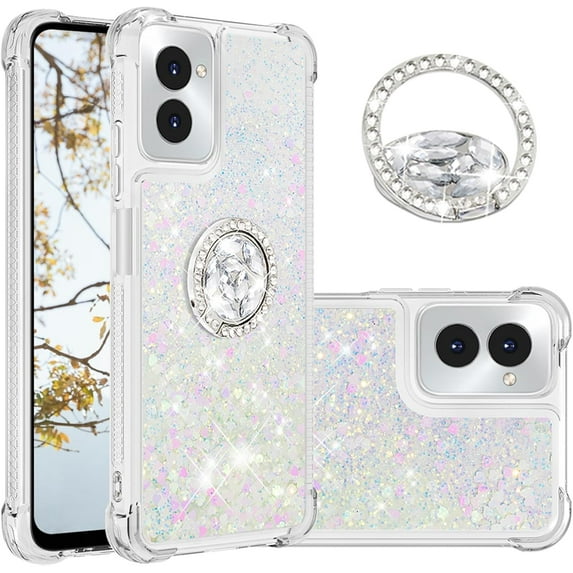 Liquid Quicksand Case for Motorola Moto G Power 5G (2024) with Diamond Kickstand, Luxury Fun Glitter Sparkle Flowing Clear Bling Cover Case for Motorola Moto G Power 5G (2024) -Colorful