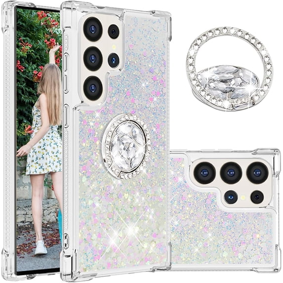 Liquid Quicksand Case for Samsung Galaxy S25 Ultra (Not S25) with Diamond Kickstand, Luxury Fun Glitter Sparkle Flowing Clear Bling Cover Case for Samsung Galaxy S25 Ultra. -Colorful