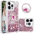 thumbnail image 1 of Liquid Quicksand Case for iPhone 16 Pro 6.3" with Diamond Kickstand, Soft TPU Luxury Fun Glitter Sparkle Flowing Clear Bling Cover Case for Apple iPhone 16 Pro. -Pink, 1 of 14