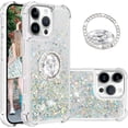 thumbnail image 1 of Liquid Quicksand Case for iPhone 16 Pro Max 6.9" with Diamond Kickstand, Soft TPU Luxury Fun Glitter Sparkle Flowing Clear Bling Cover Case for Apple iPhone 16 Pro Max. -Silver, 1 of 14