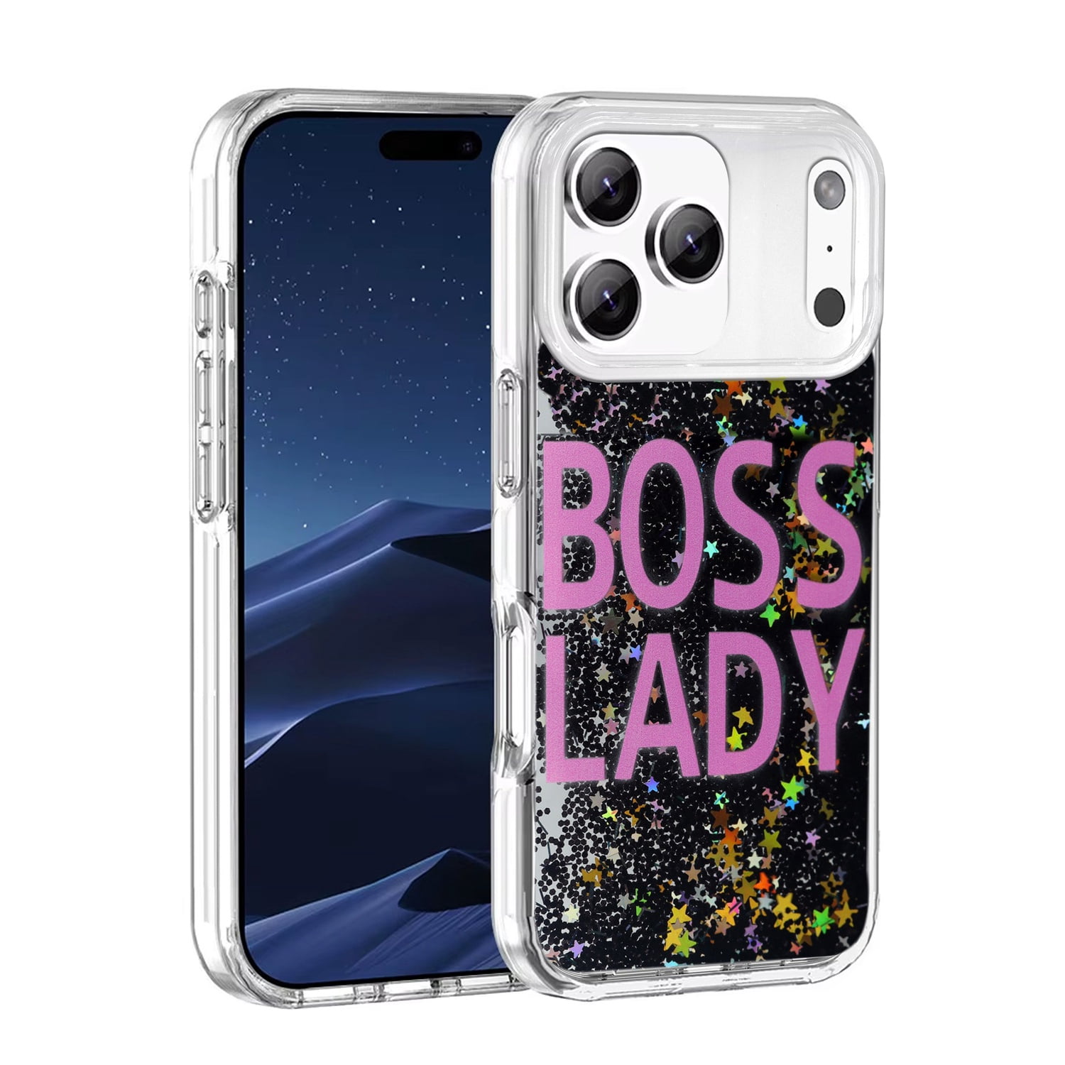 Liquid Quicksand Glitter Cover Case for iPhone 17 Pro Max - Black