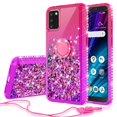 thumbnail image 1 of Liquid Quicksand Glitter Cute Phone Case for Alcatel TCL A3X A600DL Case Ring Kickstand for Girls Women Clear Bling Diamond Phone Case Cover- Hot Pink/Purple, 1 of 6