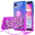 thumbnail image 1 of Liquid Quicksand Glitter Cute Phone Case for TCL ION Z / TCL A3 A509DL / TCL A30 / A30 Case Ring Kickstand for Girls Women Clear Bling Diamond Phone Case Cover - Purple/Blue, 1 of 5