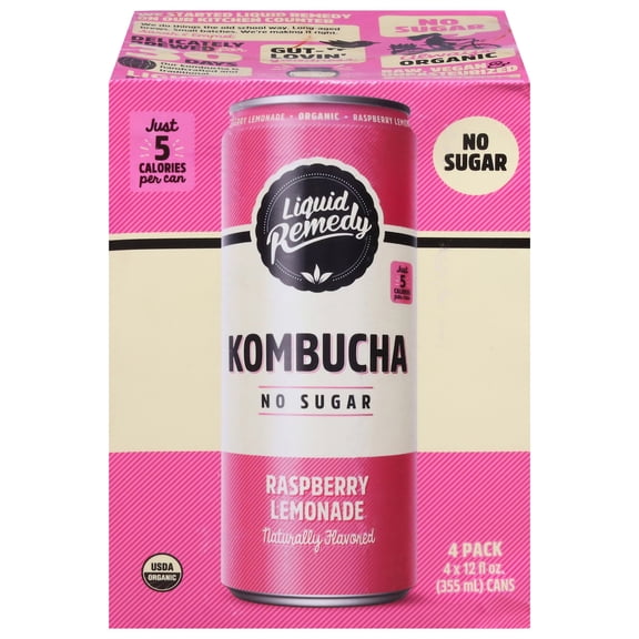 Liquid Remedy - Oganic Kombucha Raspberry Lmonade - 48 Fo, Case of 6