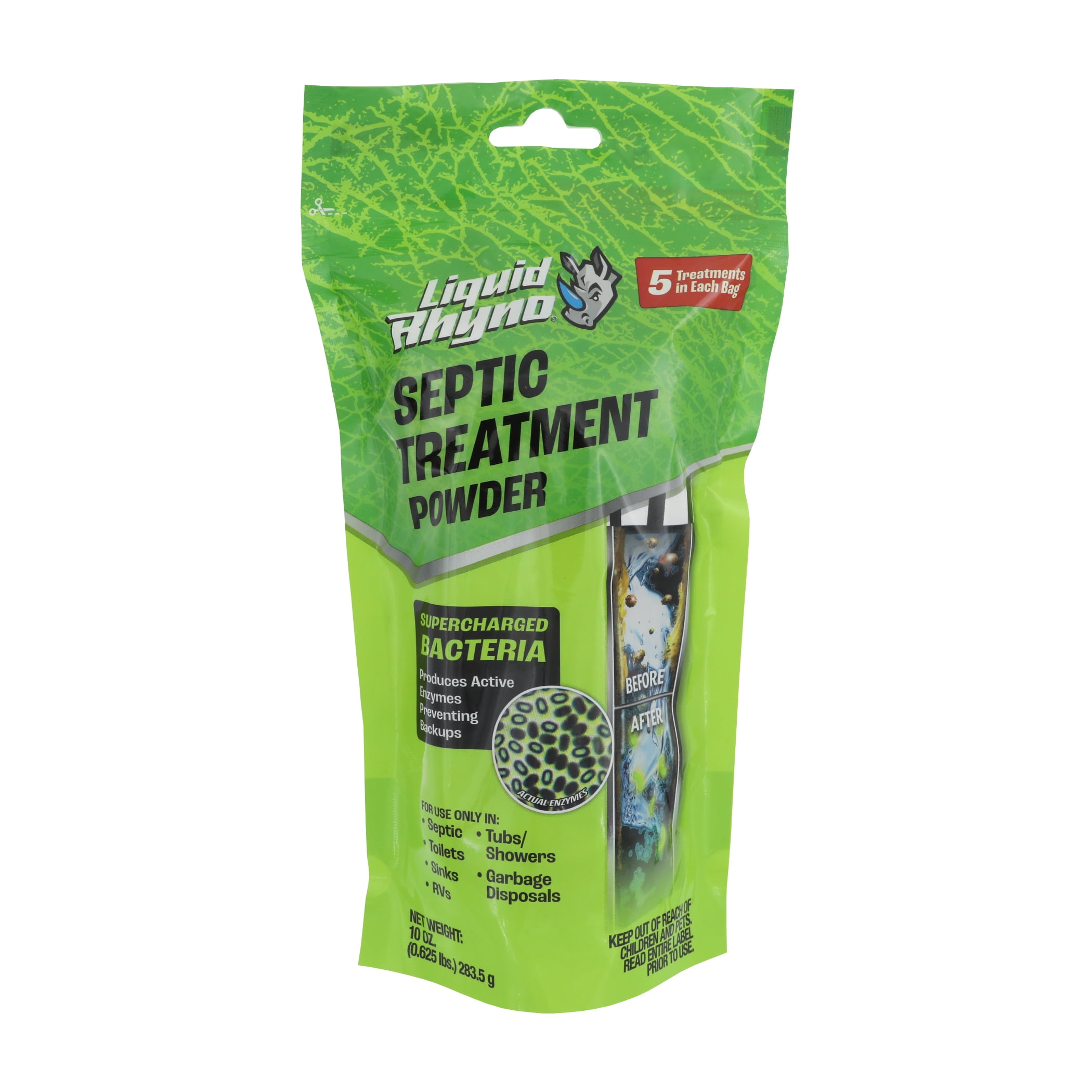 Liquid Rhyno 10 Fluid Ounces Septic Maintenance Treatment Powder, 5 Doses, 1-Pack