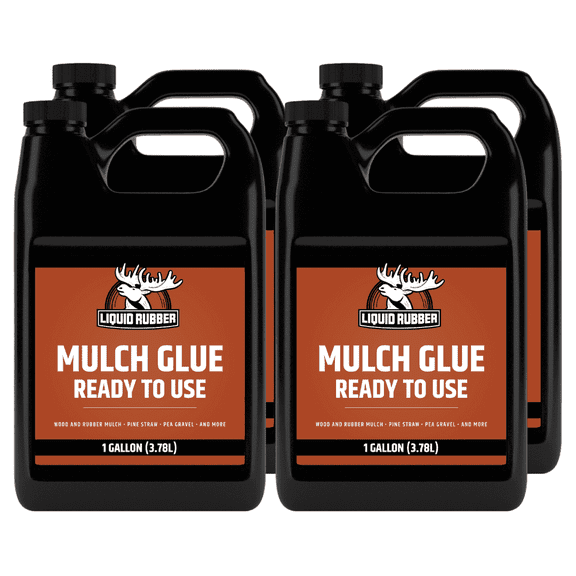 Liquid Rubber Clear Mulch Glue Ready to Use Case Pack of 4 x 1G, 200 Sq ft Coverage