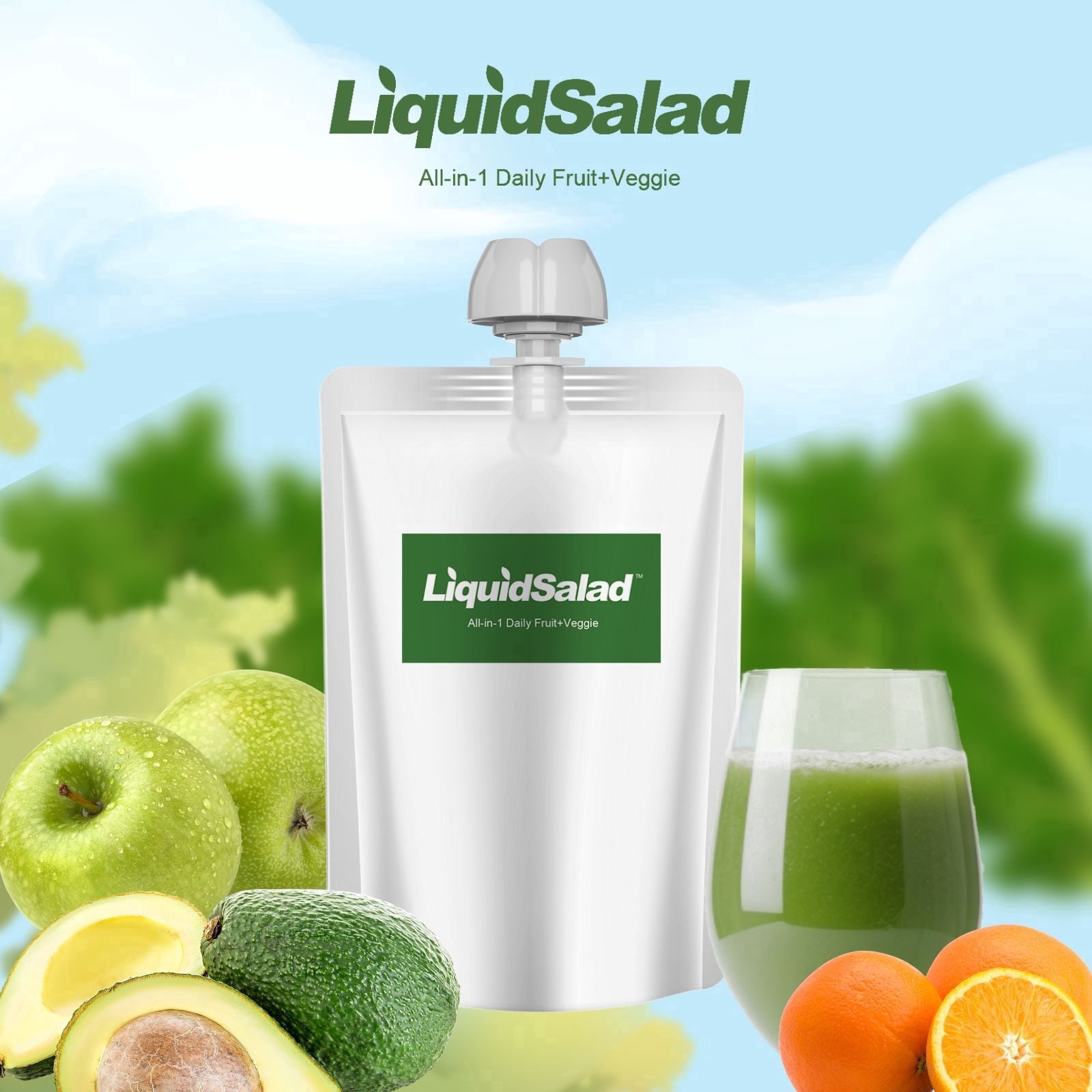 Liquid Salad 16 Fruits & Vegetables Juice Superfood Smoothie Pouches Assorted Ready-to-Eat Salad with dietary fiber & Prebiotic Wholesome Vegan Snack 7 Pouches