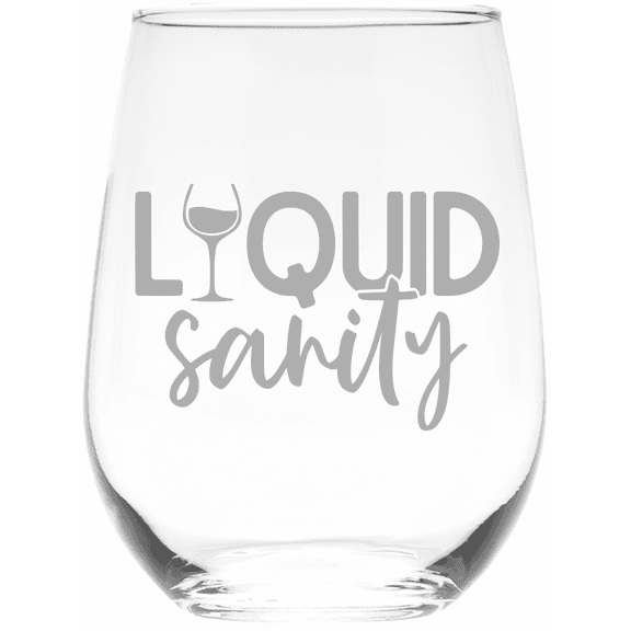 C&M Personal Gifts 17 oz Liquid Sanity Funny Stemless Wine Glasses