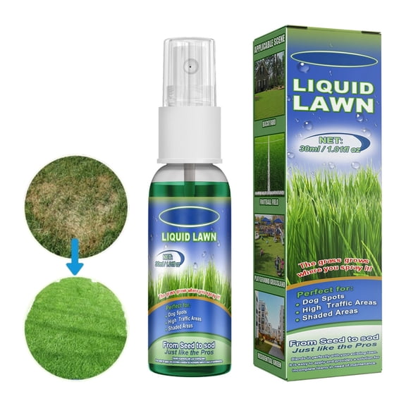 Liquid Seeded Lawn Green Spray - Fast Germination Grass Solution with Enhanced Formula, Even Coverage & Mild Ingredients for Lawn Restoration and Maintenance(30ML)
