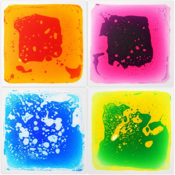 Gift Boutique Sensory Floor Tiles for Kids & Toddlers, 12x12 Inch Liquid Motion Mats, Non-Toxic Puzzle Play Tiles for Autism & Preschool, 4 Pack
