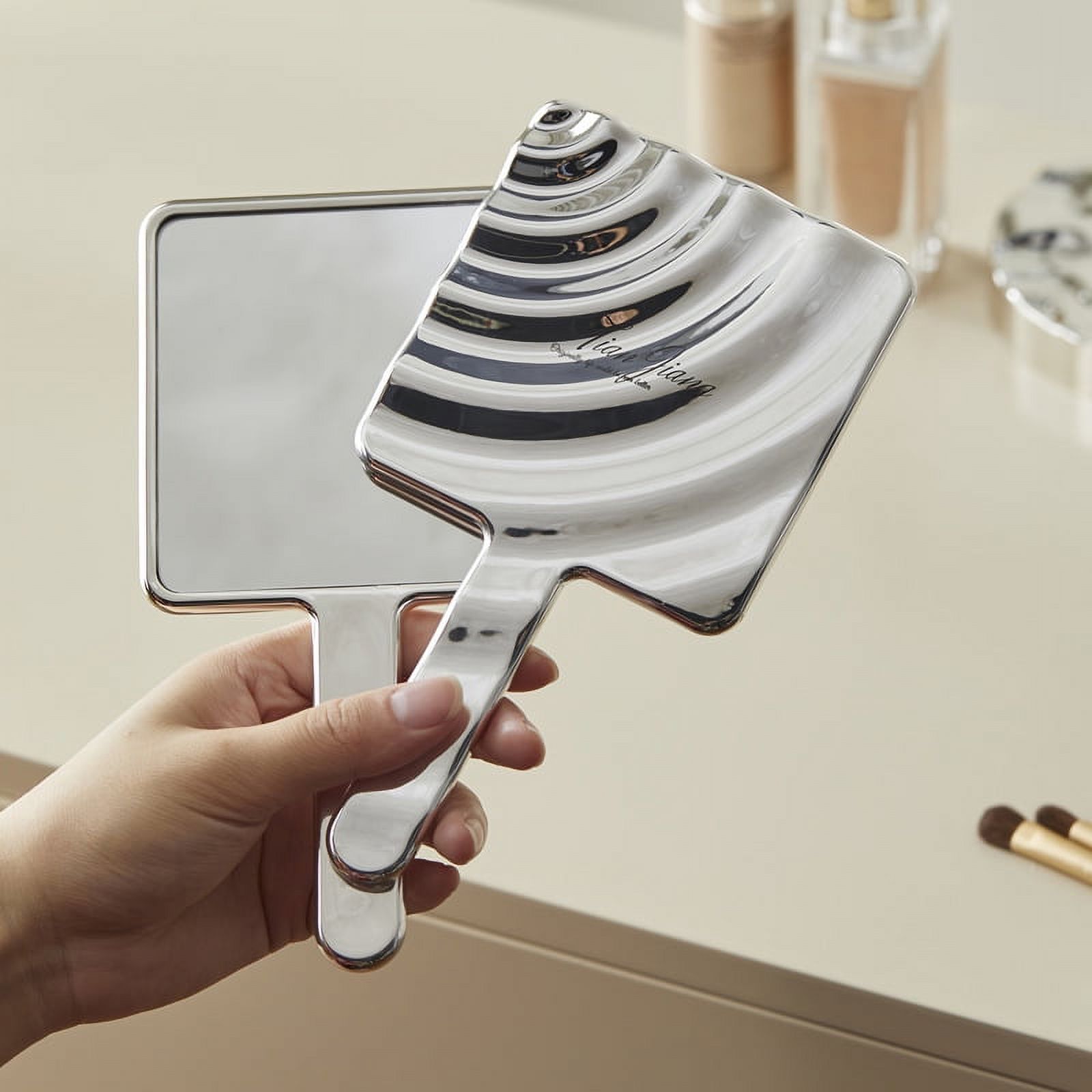 Liquid Shape Square Handheld Makeup Vanity Mirror Portable Compact ...
