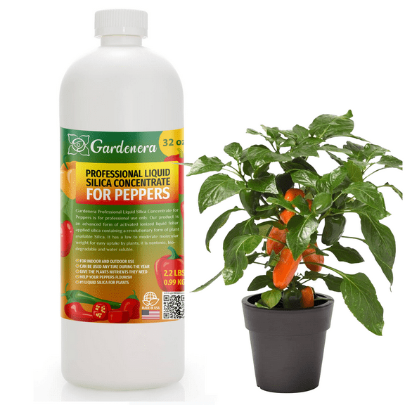⭐ 𝐁𝐄𝐒𝐓𝐒𝐄𝐋𝐋𝐄𝐑 Liquid Silica Plant Supplement - 32oz - PEPPERS Plants Liquid Silica Boost Fertilizer - Stronger Stems & Healthy Leaves for Indoor & Outdoor Peppers Plants (Makes 180 Gallons)