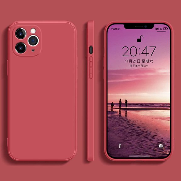 Liquid Silicone Case Compatible with iPhone 11 Pro Max 6.5", Anti-Scratch & Fingerprint, Microfiber Liner Shockproof Soft Slim Gel Rubber Full Body Covered Drop Protection Case, Camellia Red