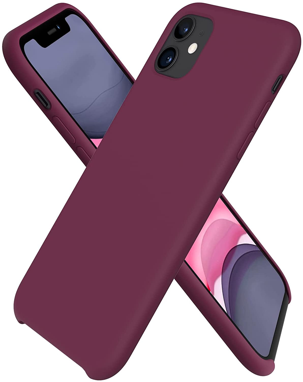 Liquid Silicone Case for iPhone 11, Slim Liquid Silicone Case with Open  Bottom, Soft Gel Rubber Case Cover for iPhone 11(2019) 6.1 inch - Wine Red  - Walmart.com