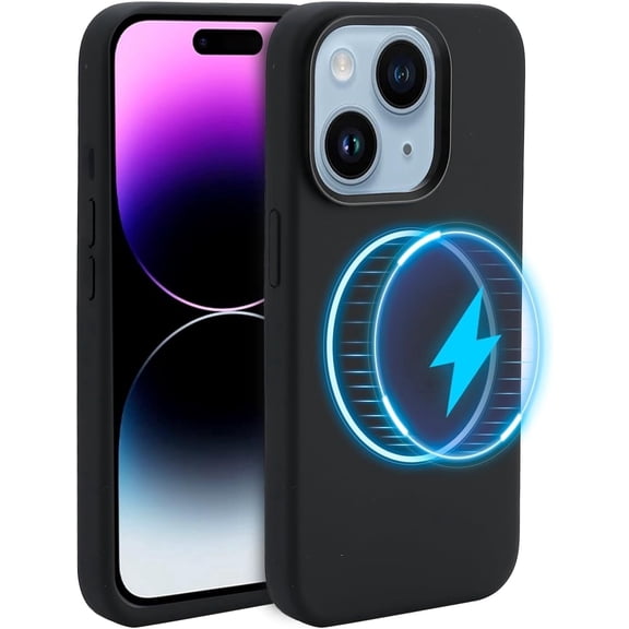 Liquid Silicone Case for iPhone 15 Plus (6.7 inch) Silicone Magnetic Phone Case- Compatible with Magsafe - Black