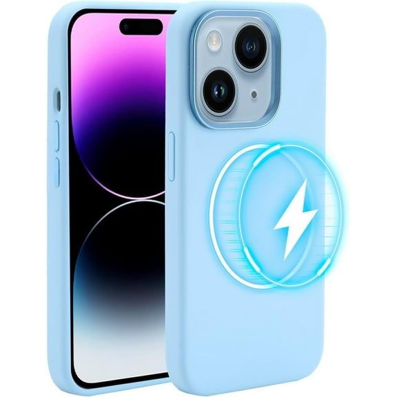 Liquid Silicone Case for iPhone 15 Plus (6.7 inch) Silicone Magnetic Phone Case- Compatible with Magsafe - Blue