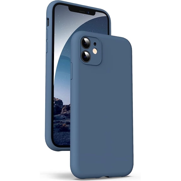Liquid Silicone Case for iPhone 11, [Camera Protection] [Anti Fingerprint] [Wireless Charging] 4 Layer Phone Case Protective Cover, Built-in Microfiber Round Edge Case, 6.1", Dark Blue
