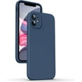 thumbnail image 1 of Liquid Silicone Case for iPhone 11, [Flat Edge Design] [Camera Protection] [Anti Fingerprint] 4 Layers Protect Scratch Proof Anti Drop Microfiber Phone Cover, 6.1", Dark Blue, 1 of 14