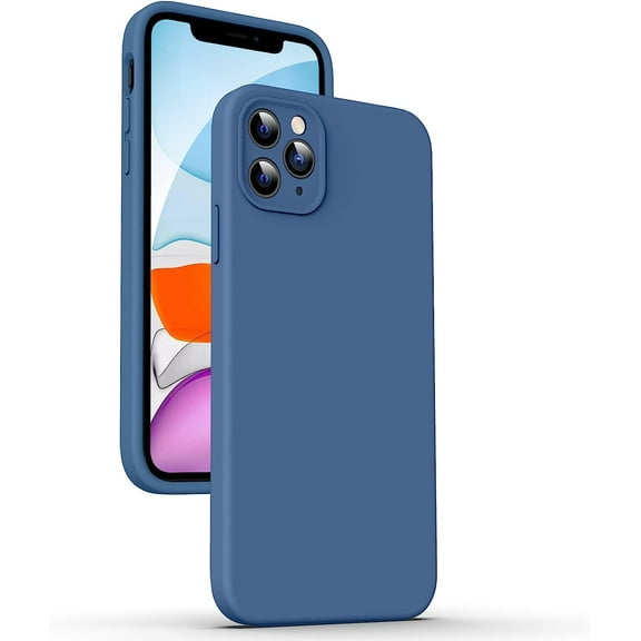 Liquid Silicone Case for iPhone 11 Pro, [Flat Edge Design] [Camera Protection] [Anti Fingerprint] 4 Layers Protect Scratch Proof Anti Drop Microfiber Phone Cover, 5.8", Blue