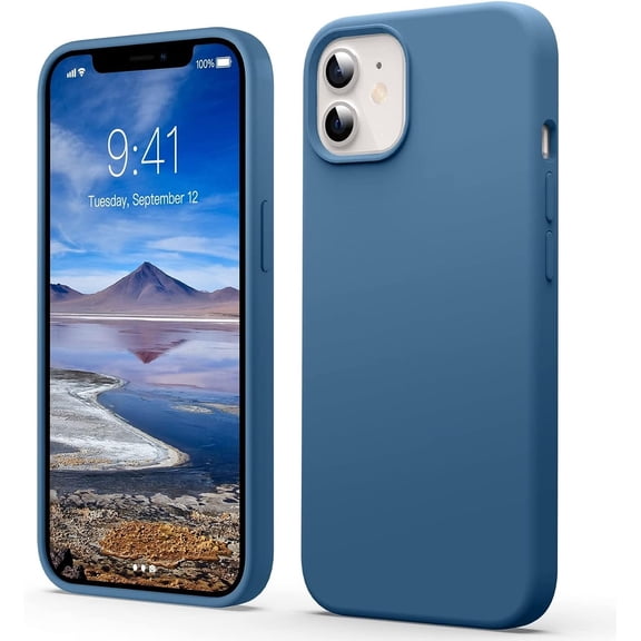Liquid Silicone Case for iPhone 12/12 Pro, [Scratch-Resistant, Anti-Fingerprint, Shockproof] Protective Slim Phone Case, 4-Layer Cover with Microfiber Lining, Silky-Soft Touch, 6.1'', Blue