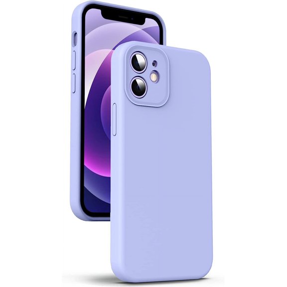 Liquid Silicone Case for iPhone 12 Mini, [Camera Protection] [Anti Fingerprint] [Wireless Charging] 4 Layer Phone Case Protective Cover, Built-in Microfiber Case Cover, 5.4", Purple