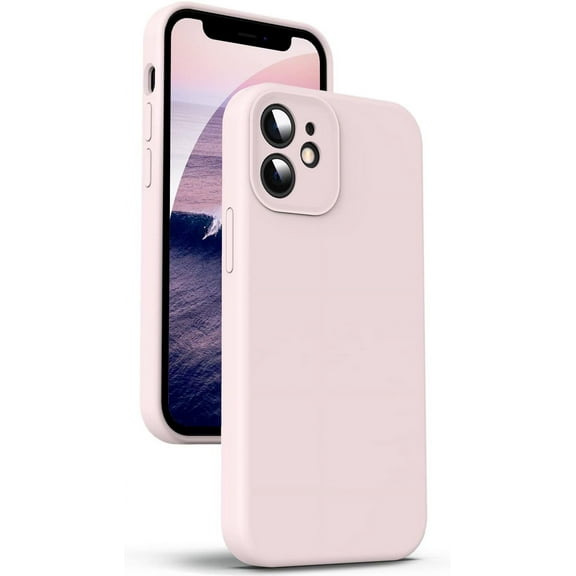 Liquid Silicone Case for iPhone 12 Mini, [Camera Protection] [Anti Fingerprint] [Wireless Charging] 4 Layer Phone Case Protective Cover, Built-in Microfiber Case Cover, 5.4", Pink